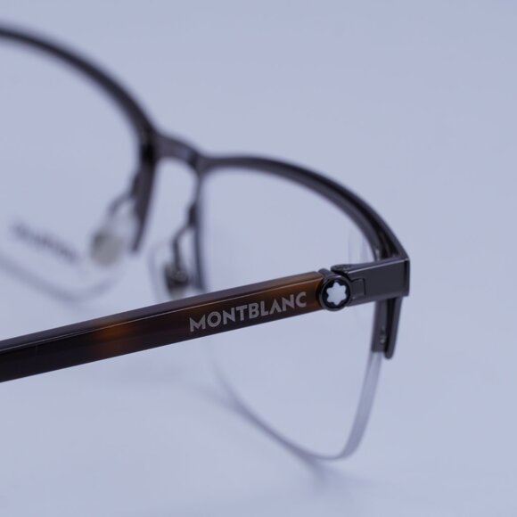 Montblanc MB0015O 002 Eyeglasses Ruthenium/Havana 56mm Rectangle Frame - Picture 5 of 9